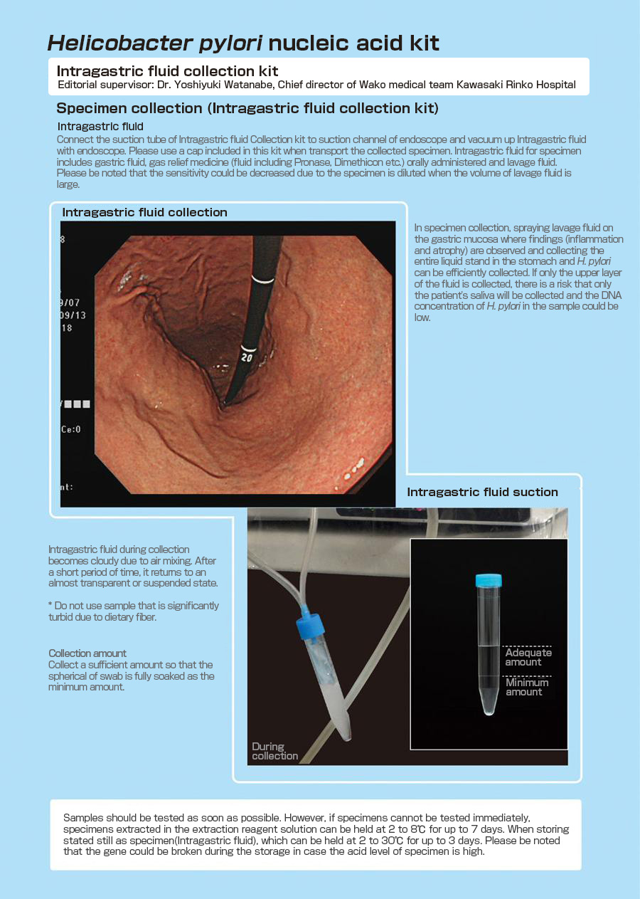 Specimen collection with Intragastric fluid collection kit